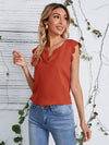 Notched Neck Scallop Trim Top