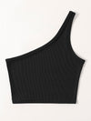 One Shoulder Rib knit Crop Top
