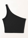 One Shoulder Rib knit Crop Top