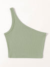 One Shoulder Rib knit Crop Top