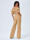 Off Shoulder Crop Top Paperbag Waist Pants Set