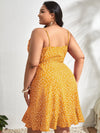 Plus Allover Heart Print Tie Side Wrap Cami Dress