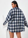 Plus Tartan Plaid Button Up Tunic Shirt