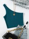 One Shoulder Rib knit Crop Top