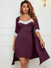 2 Pack Lace Panel Robe Pajama Set