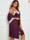 2 Pack Lace Panel Robe Pajama Set