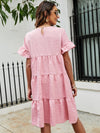Solid Flounce Sleeve Smock Dress