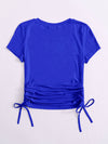 EZwear F Neon Orange Drawstring Side Solid Top