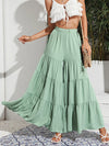 Elastic Waist Tiered Hem Palazzo Pants