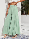 Elastic Waist Tiered Hem Palazzo Pants