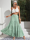 Elastic Waist Tiered Hem Palazzo Pants