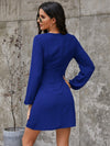 Bishop Sleeve Tie Side Wrap Dress