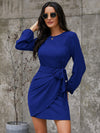 Bishop Sleeve Tie Side Wrap Dress