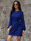 Bishop Sleeve Tie Side Wrap Dress
