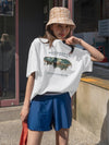DAZY Letter And Mountain Print Oversized Tee