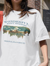 DAZY Letter And Mountain Print Oversized Tee