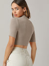 BASICS Mock Neck Rib knit Crop Top