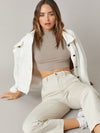 BASICS Mock Neck Rib knit Crop Top