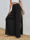 Tie Waist Split Thigh Wide Leg Pants