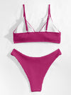 Plain Textured Bikini Swimsuit