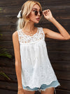Eyelet Embroidery Guipure Lace Panel Blouse