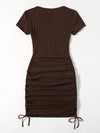 Plus Drawstring Side Rib knit Bodycon Dress