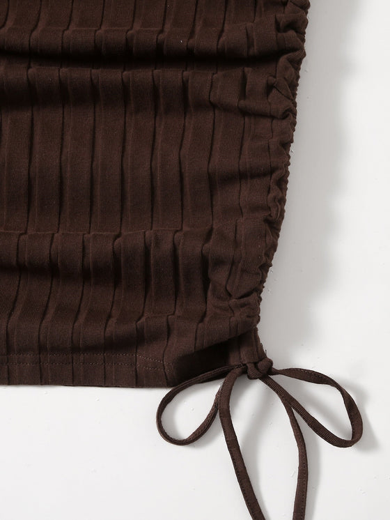 Plus Drawstring Side Rib knit Bodycon Dress