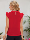 Ruffle Armhole Lace Applique Top