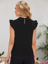 Ruffle Armhole Lace Applique Top