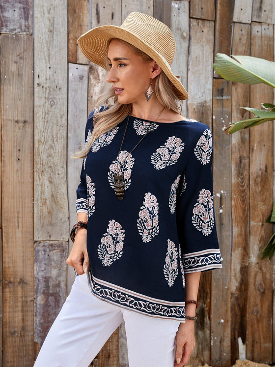 EMERY ROSE Floral Print Top