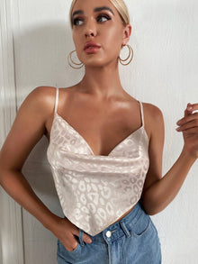  BAE Knotted Backless Jacquard Satin Cami Top