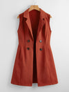 Double Button Lapel Neck Vest Blazer