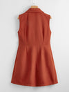 Double Button Lapel Neck Vest Blazer