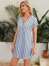 Two Tone Striped Cutout V neck Dress