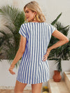 Two Tone Striped Cutout V neck Dress