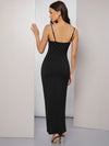 Cowl Neck Ruched Cami Dress