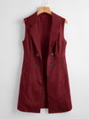 Double Button Lapel Neck Vest Blazer