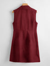 Double Button Lapel Neck Vest Blazer