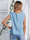 Notched Neck Scallop Trim Top