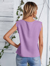 Notched Neck Scallop Trim Top