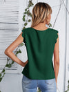 Notched Neck Scallop Trim Top