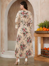 Floral Print Self Tie Pleated Hem Dress