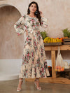 Floral Print Self Tie Pleated Hem Dress