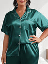 Plus Contrast Binding Satin Pajama Set