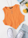 EZwear F Asymmetrical Hem Rib knit Crop Tank Top