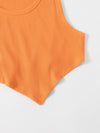 EZwear F Asymmetrical Hem Rib knit Crop Tank Top