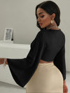 Tie Front Flounce Sleeve Crop Top
