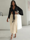 Tie Front Flounce Sleeve Crop Top