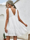Lace Trim Embroidered Smock Dress
