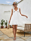 Lace Trim Embroidered Smock Dress